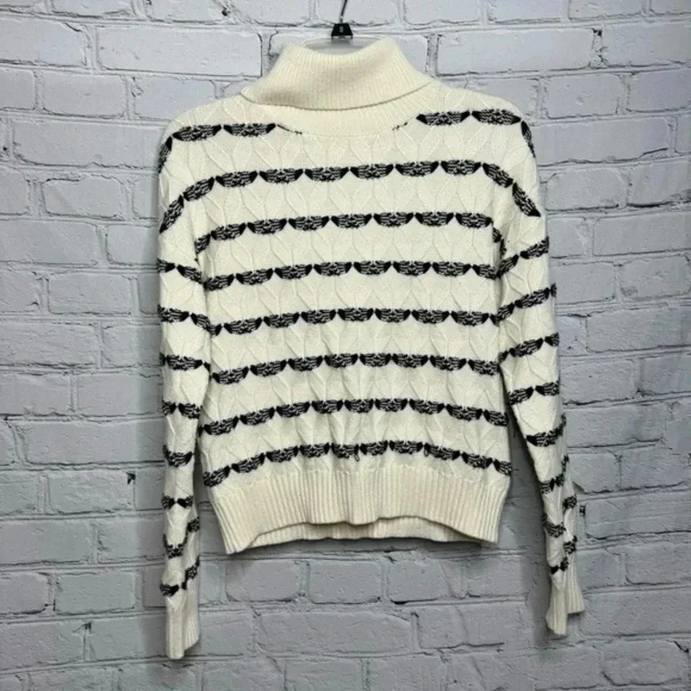 Joie Women’s Cream/Black Striped Turtleneck Sweater Women’s size XS